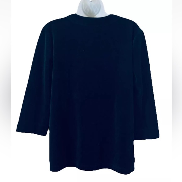 Hot Cotton Women’s Velvet Cotton Blend Top Tunic V Neck Black Size M - Picture 3 of 11